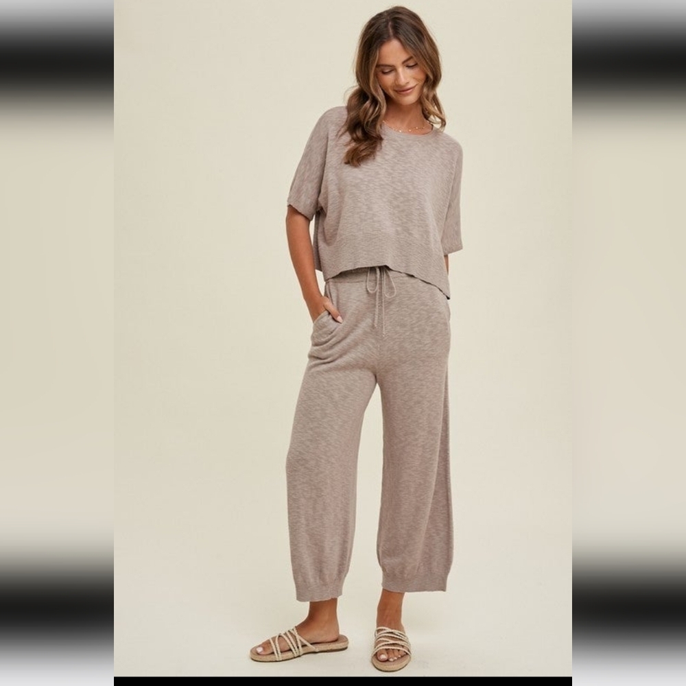 2 Piece Women's Tan Lounge Set-NEW